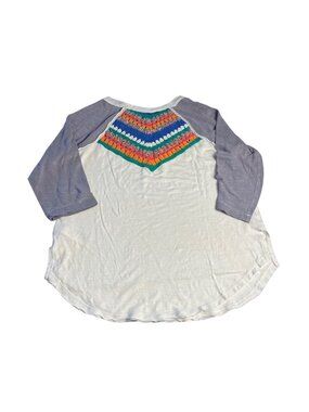 Free People We The Free Women's Crochet Detail Raglan Sleeve Top M White/Gray